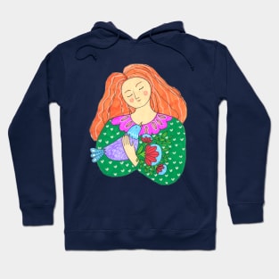 Girl Bird Flowers Hoodie